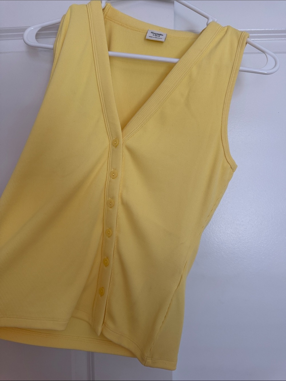 Abercrombie & Fitch Yellow Ribbed Button-Front Tank